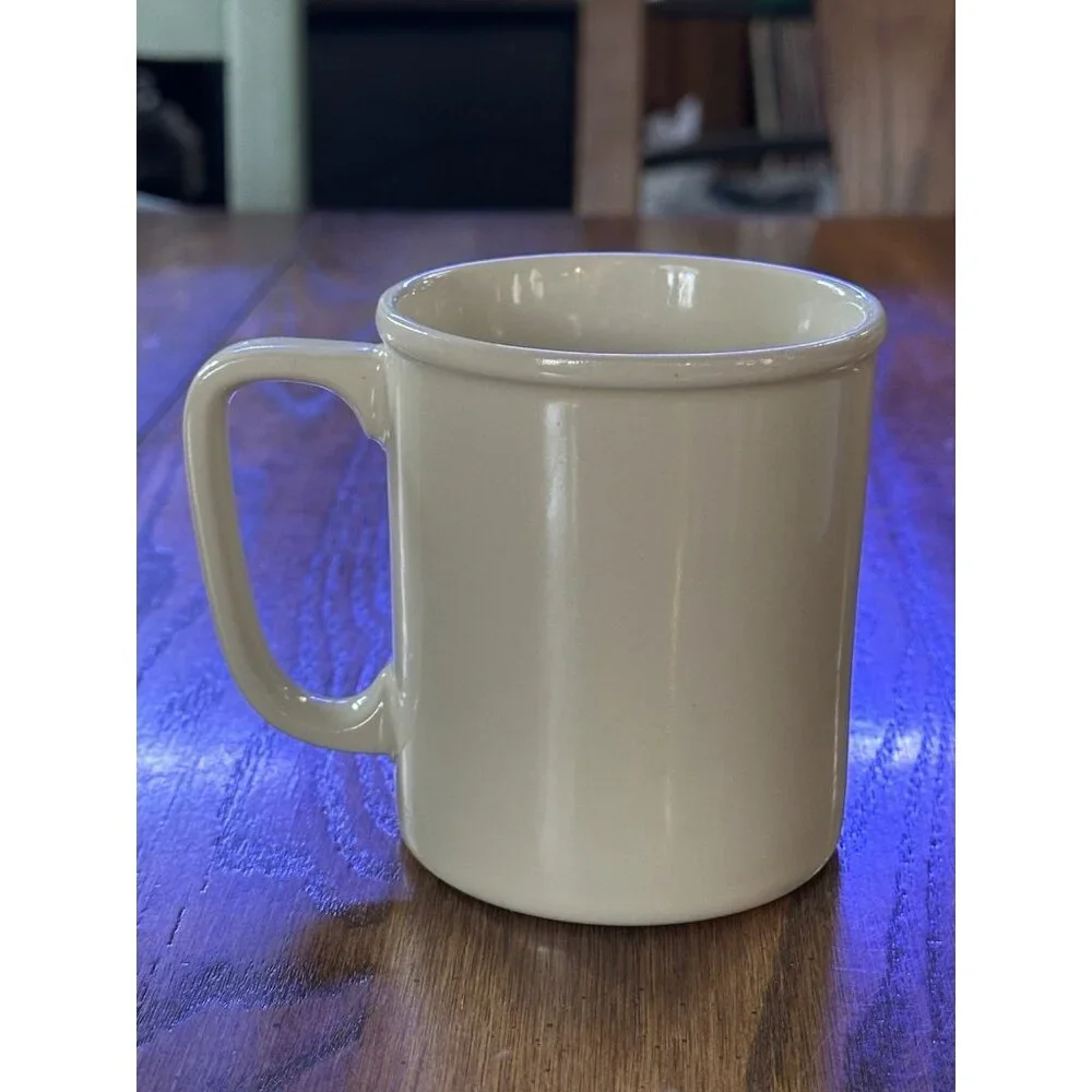 Vintage‎ BIRD THISTLE FLOWERS COFFEE MUG CUP JAPAN CERAMIC OFF WHITE